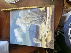 Vintage Original Oil Painting Desert Mountain Landscape 1988 MCM Signed 17 X 20