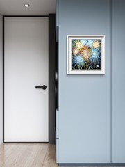 Original Vibrant 12×12 Fireworks Acrylic Canvas Hand Painted Signed Art