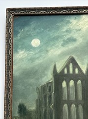 ANTIQUE PAINTING YORKSHIRE ENGLAND MOONLIT NIGHT TIME SIGNED 19TH CENTURY 1880’S
