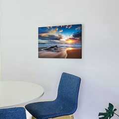 Beach Coastal Wall Art Canvas: Modern Ocean Wave Rock Seascape Painting Picture