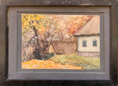 Watercolor Painting Edge Village Original Frame Wall Hanging Home Decor n1498