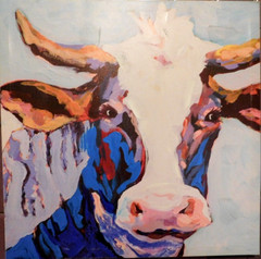 Cow Multi-Color 18 in x 18 in painting/reproduction