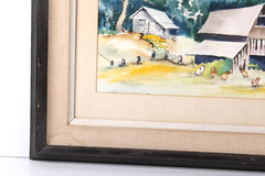 Antique Country Landscape Watercolor Signed Kathy Mann