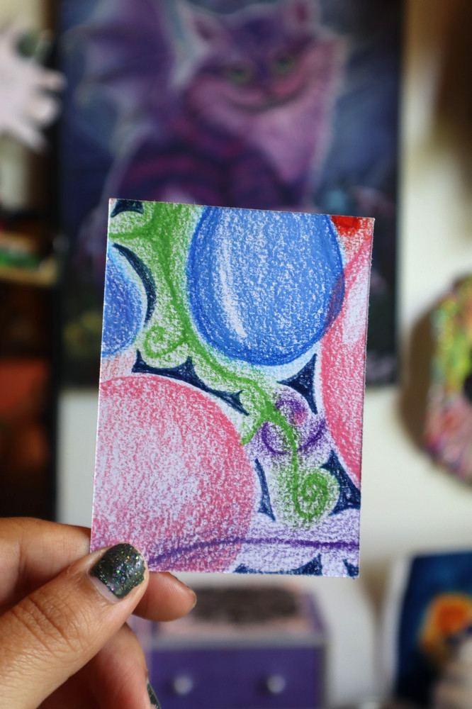 ACEO original art card graphic illustration 2.5 x 3.5 colored pencil „Whimsy #8“