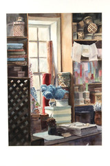 Vintage Storage Room Detailed Watercolor By Virginia Artist Lella Lee Edwards