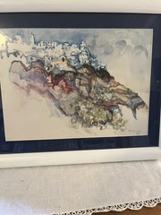 a watercolor landscape painting signed „H. Bauerle“ and dated ’89.