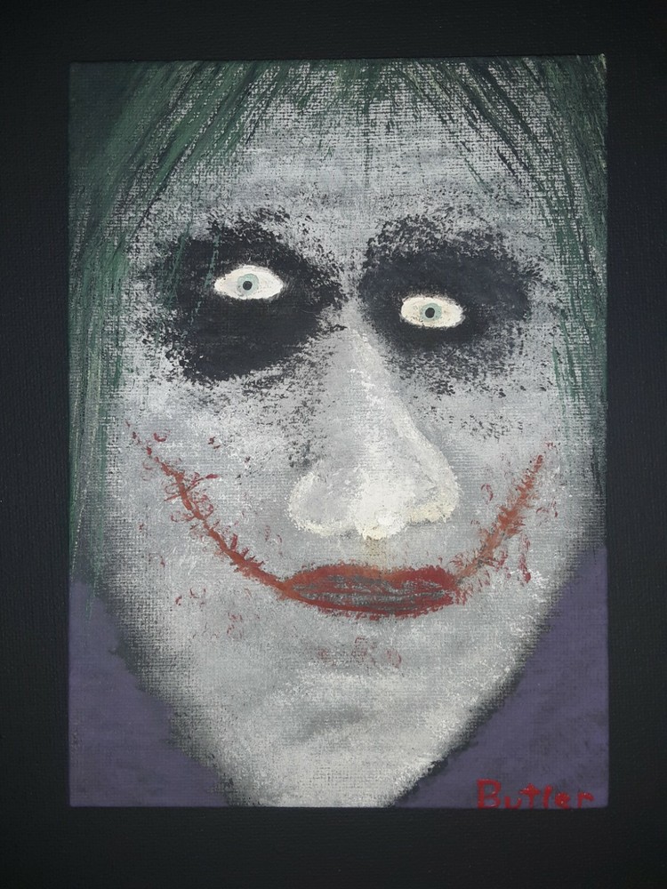 Ghost Joker 5×7″ Canvas Board Painting by Leland Butler DC Comics Fan Art