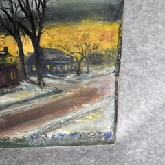 Unframed Moody Winter Landscape Oil Painting Art Canvas Koch Signed 16″ by 11″