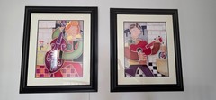 NEW SET of TWO Eric Waugh „Jazz Guitars“ Framed 26″ x 31″ with Glass Signed-COA