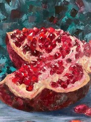 Original Oil Painting “Ruby Pomegranates” – Still Life, 40.5×50.5 cm, Signed, 20