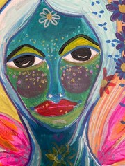 Blue Fairy Outsider Art Acrylic Fantasy Painting On Canvas Blue Fairy