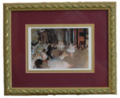 VTG FRAMED SMALL ART GALLERY EDGAR DEGAS COLOR PRINT THE REHEARSAL ON STAGE 1874