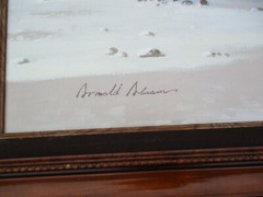 ARNOLD ABRAM SIGNED OIL PAINTING LARGE 36 INCHES WESTERN COWBOY WINTER LANDSCAPE
