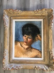 Julian Robles Taos,NM Oil/C „Portrait of Woman of Color“ Excellent Condition