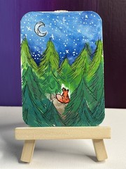 ACEO Original Painting Animals Nature Fox Pet Dreamer Shy Art By ShortbusExpress