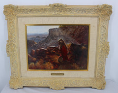 Vintage 1984 Ralph Wall Far-Seeing Glass Native American Western Painting Framed