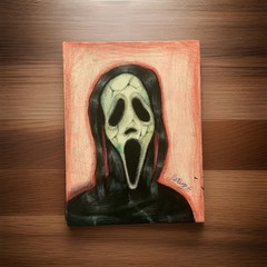 Ghostface Original Painting 9×12 Scream Fan Art Acrylic Canvas Slasher Movie