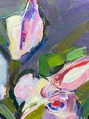 Still Life of Pink Roses in a Glass Vase Oil Painting on Canvas Size 30×24 Inch