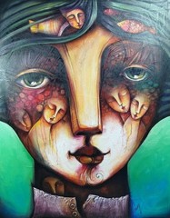 Acrylic/Canvas Carlos Cesar cuban Beautifull Art 100x80cm T:ventanas del.alma