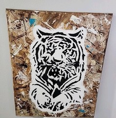 White Tiger Acrylic Original 3D Painting Unframed 11×14 Stretched Canvas