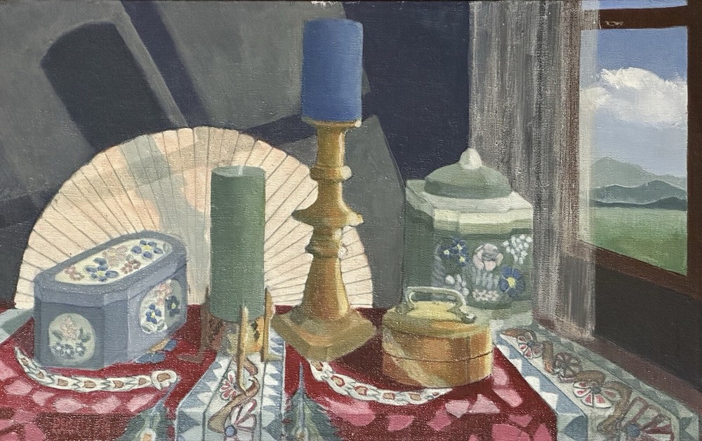 Mid Century Oil Painting Still Life Reflection, Shadow, Light 1971 Dennis Gareis