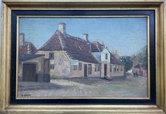 Impressionist Axel Aabrink 1887-1965 Danish Village Oil Painting
