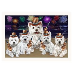 West Highland Terrier Dogs 4th of July Canvas Wall Art Patriotic Home Decoration