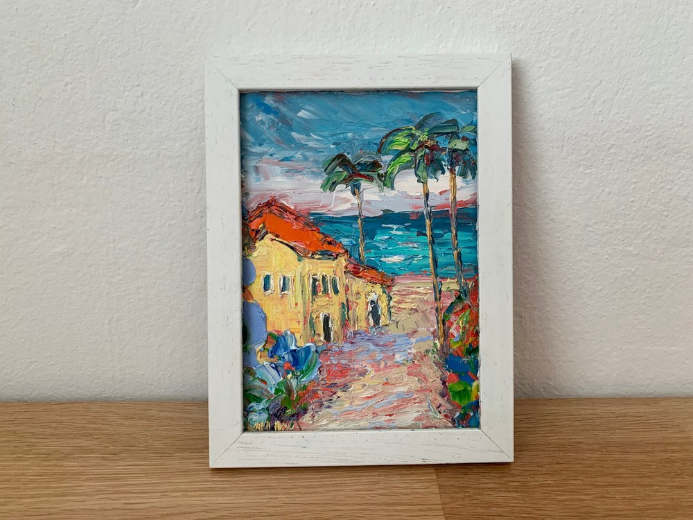 California San Diego Beach Oil Painting On Canvas Board Summer Landscape Artwork