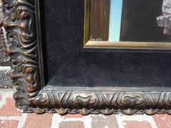 PAIR (2) CARLO WAHLBECK OIL PAINTINGS SURREAL SYMBOLIST BOY AND WOMAN PORTRAITS