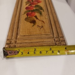 Folk Art Fruit Cherries Painting On Wood Signed Deb Vintage Cottagecore 11.5″x4″