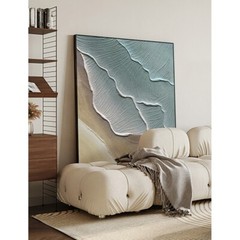 Sea on The Beach Oil Painting Abstract Handmade Canvas Decorative Mural Unframe