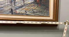 Paris Original Oil Painting Canvas, signed 24”W x 20”H, vintage wood frame 1980s
