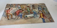 art sale at exhibition center by matt opening watercolor 14″x26″