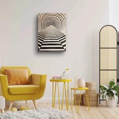 Tunnel of Illusion – Framed Original Painting, Optical Illusion Monochrome, by E