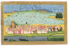 Indian Miniature Painting Of Royal Mughal Procession On Paper 14.5×9.5 Inches