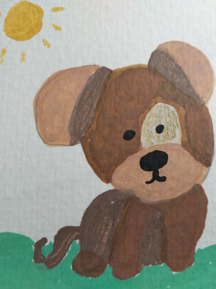 Puppy ORIGINAL Painting on paper COLLECTIBLE WHIMSICAL ANIMALS DOG 3 inch by GAT