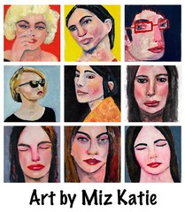 Colorful Abstract Painting Original Cardboard Art Pink Blue Yellow Miz Katie