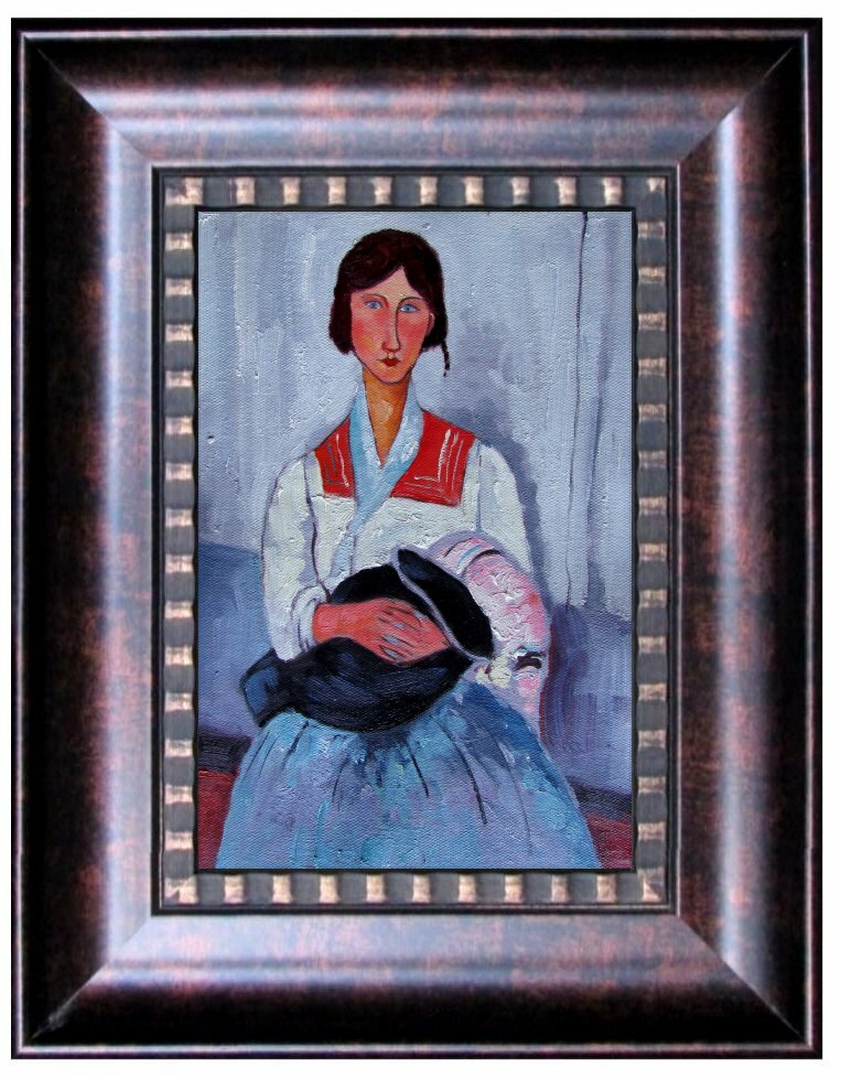 Framed Modigliani’s Gypsy Woman Repro, Quality Hand Painted Oil Painting 8x12in