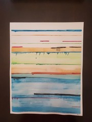 Original Abstract 11×14 Painting On Heavy paper Watercolor Lines Modern Art
