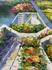Hungryartist -Original Painting of Seaside Town View on Canvas 12×16 Framed