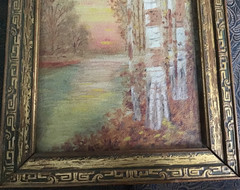 Old Art Oil Board Landscape Painting Unsigned Original Hudson River School~OOAK