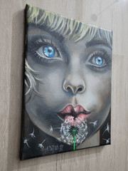 Original Oil on canvas painting* 12 x 9 in, signed*MAKE A WISH*
