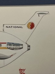 Vintage National Airplane by Hurley Signed & Matted 1989 Art Print