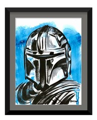 Atherton 9×12 Original Pop Art Character Painting „Blue Mando“ hand signed