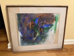 „John Weir Jagel“ Abstract Pastel Painting Plexiglass 1960 Artwork n/reframing