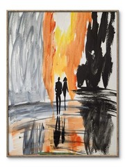Abstract Walk Impressionistic Original Wall Art 14X11 Mixed Media Paper