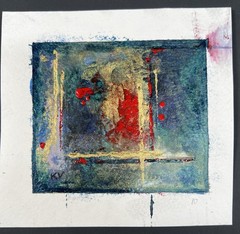 Mixed Media Abstract Painting “Dali’s Dice” Acrylic Sparkles Glitter 5×5” Art