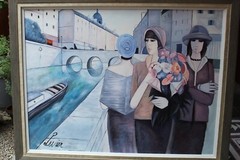 Charles Levier (French, 1920-2003) “Women by the Seine River”, Signed