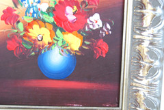 Vintage 1990’s Original Small Oil Painting “ Multicolor Flowers On Vase “ 8X10