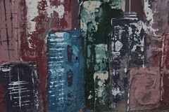 Mid-20th Century IMPASTO Abstract Buildings Oil Painting FRANK WALCUTT